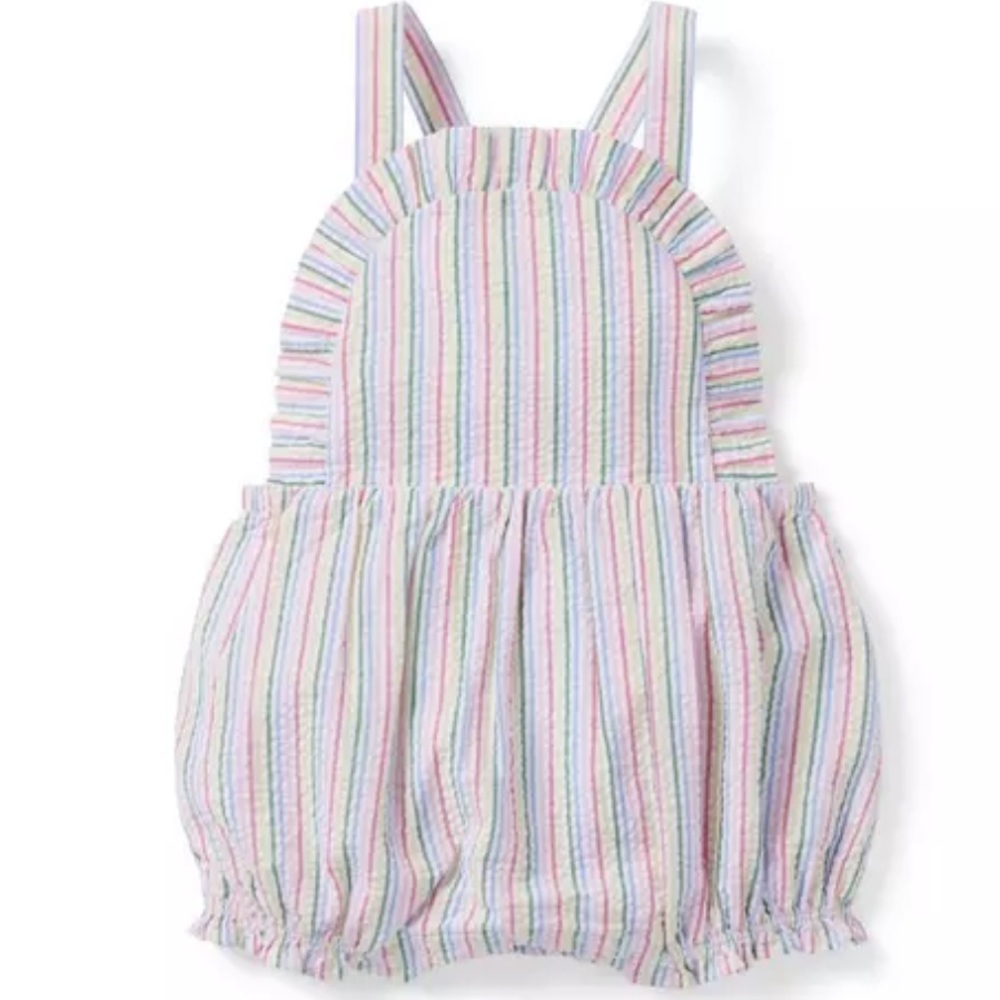 Janie & Jack Rainbow Striped Seersucker Romper (0-3 months)
